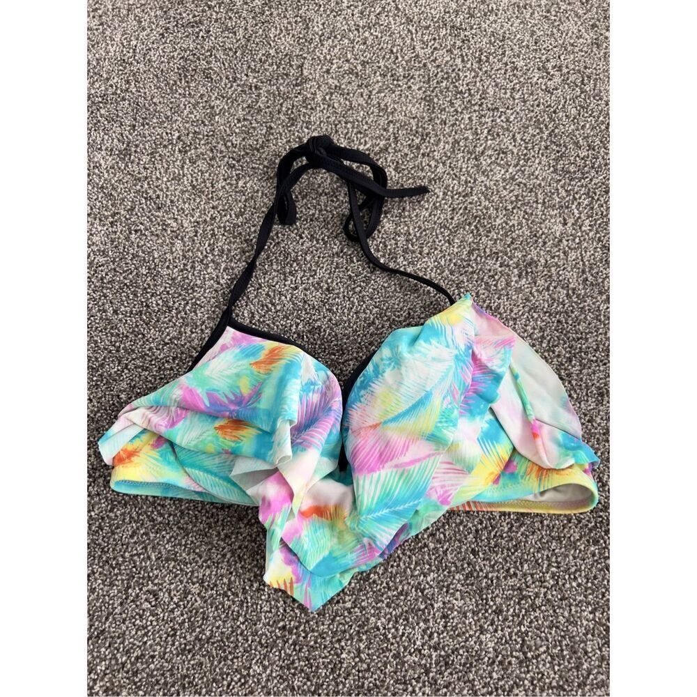 Victoria’s Secret size small multi colored underwire ruffled bikini top